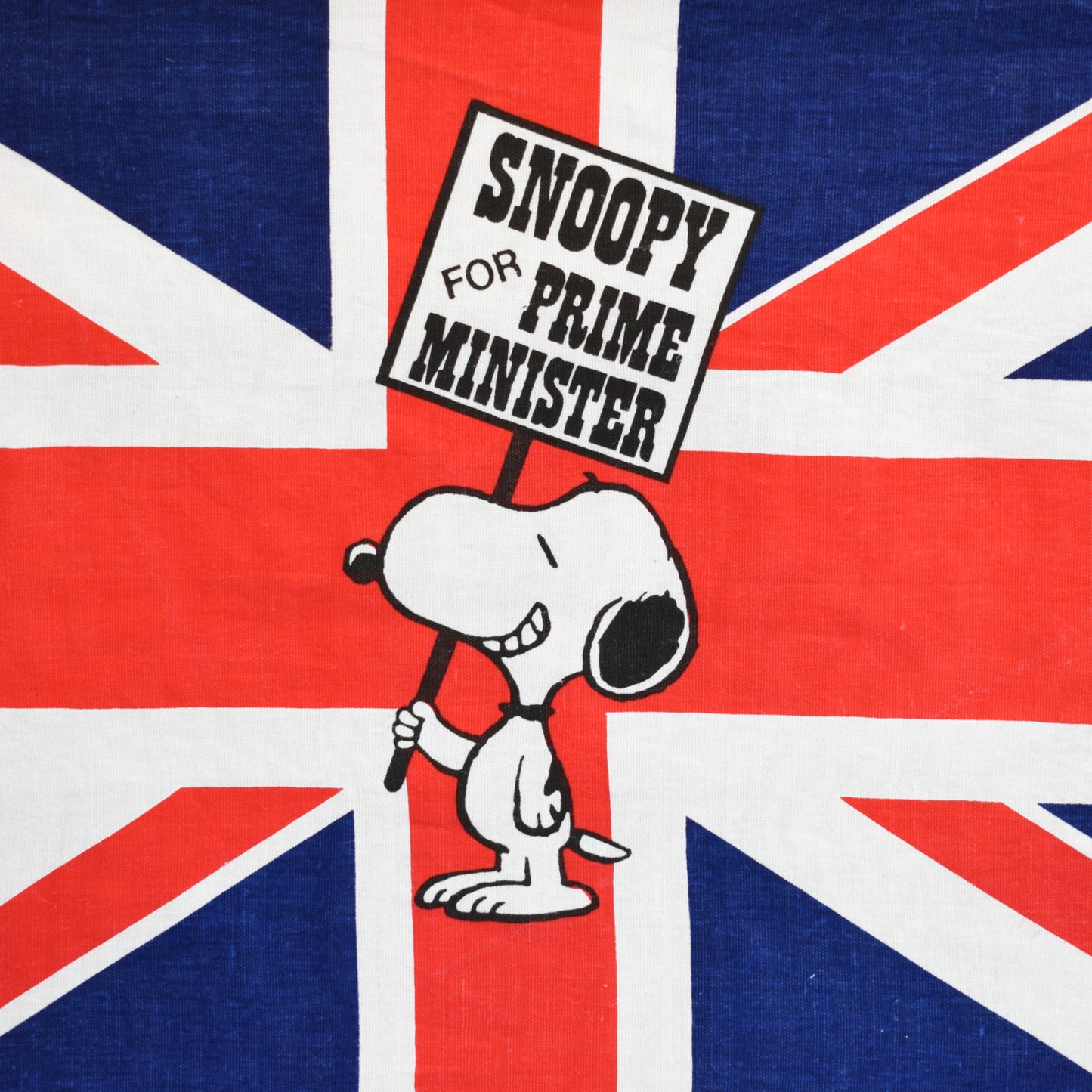 Vintage 1970s Tea Towel -Snoopy - Snoopy For Prime Minister - Union Flag
