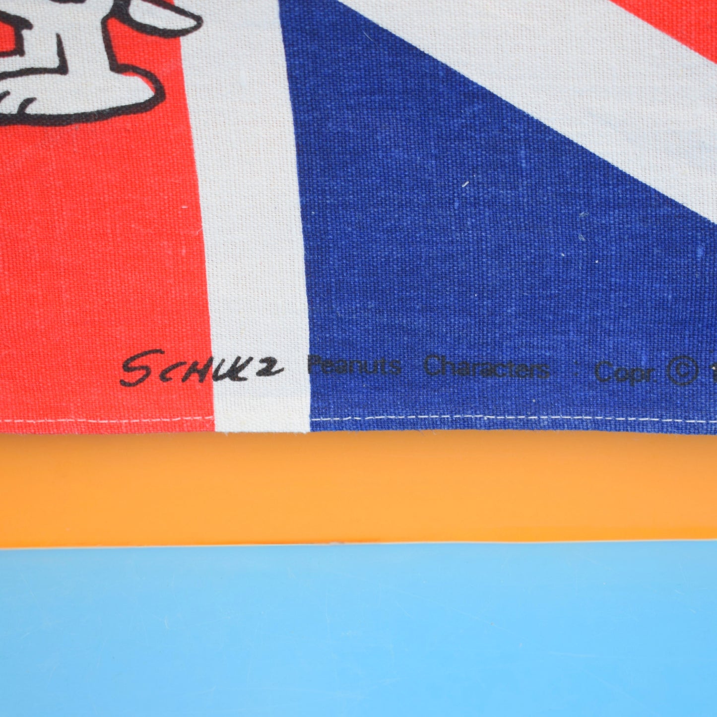 Vintage 1970s Tea Towel -Snoopy - Snoopy For Prime Minister - Union Flag