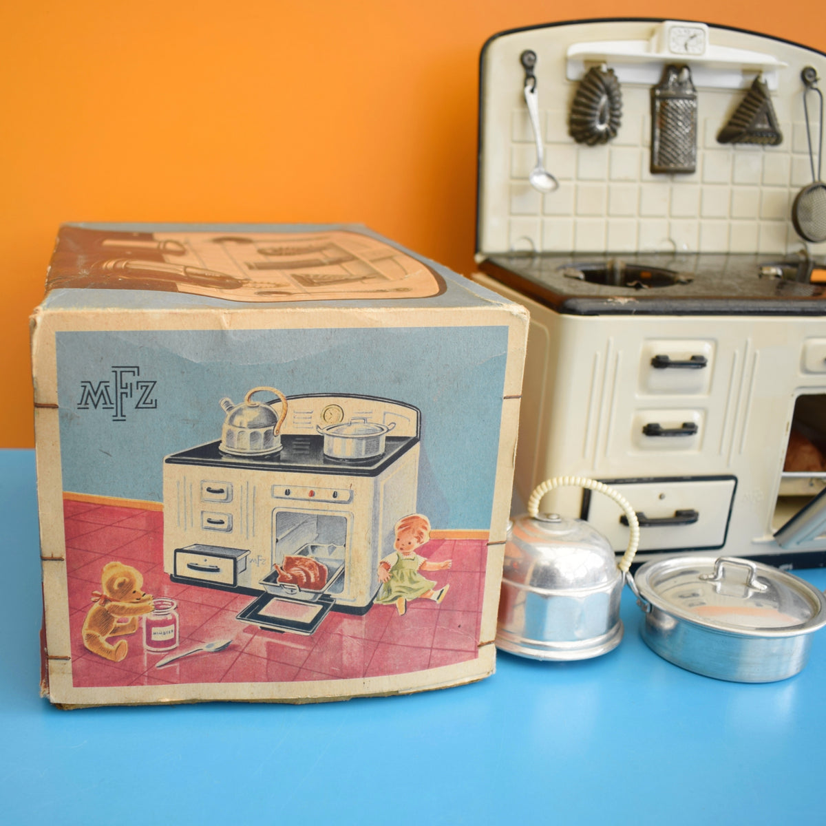 Vintage 1940s Western Germany - Tin Dolls Kitchen Stove- MFZ by Pineapple Retro