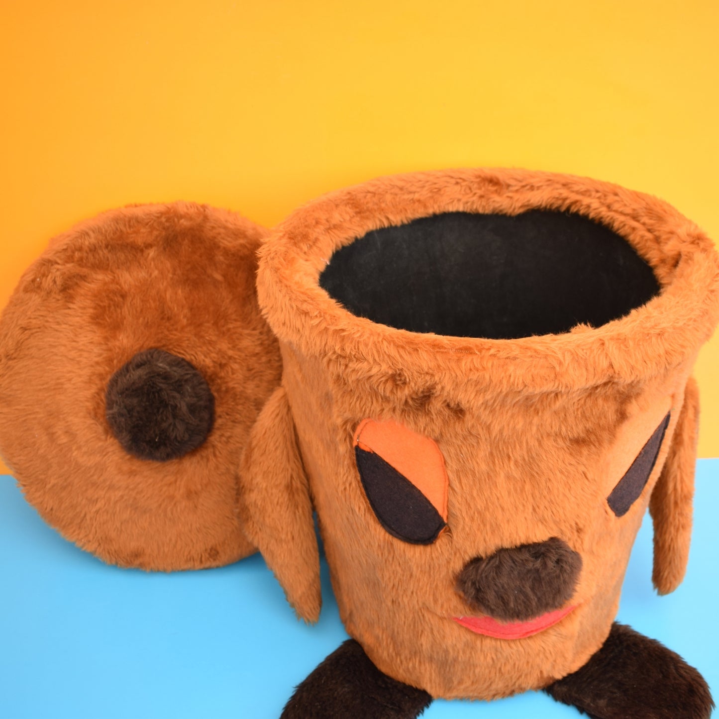 Vintage 1970s Fluffy Laundry Bin - Dusty Bin