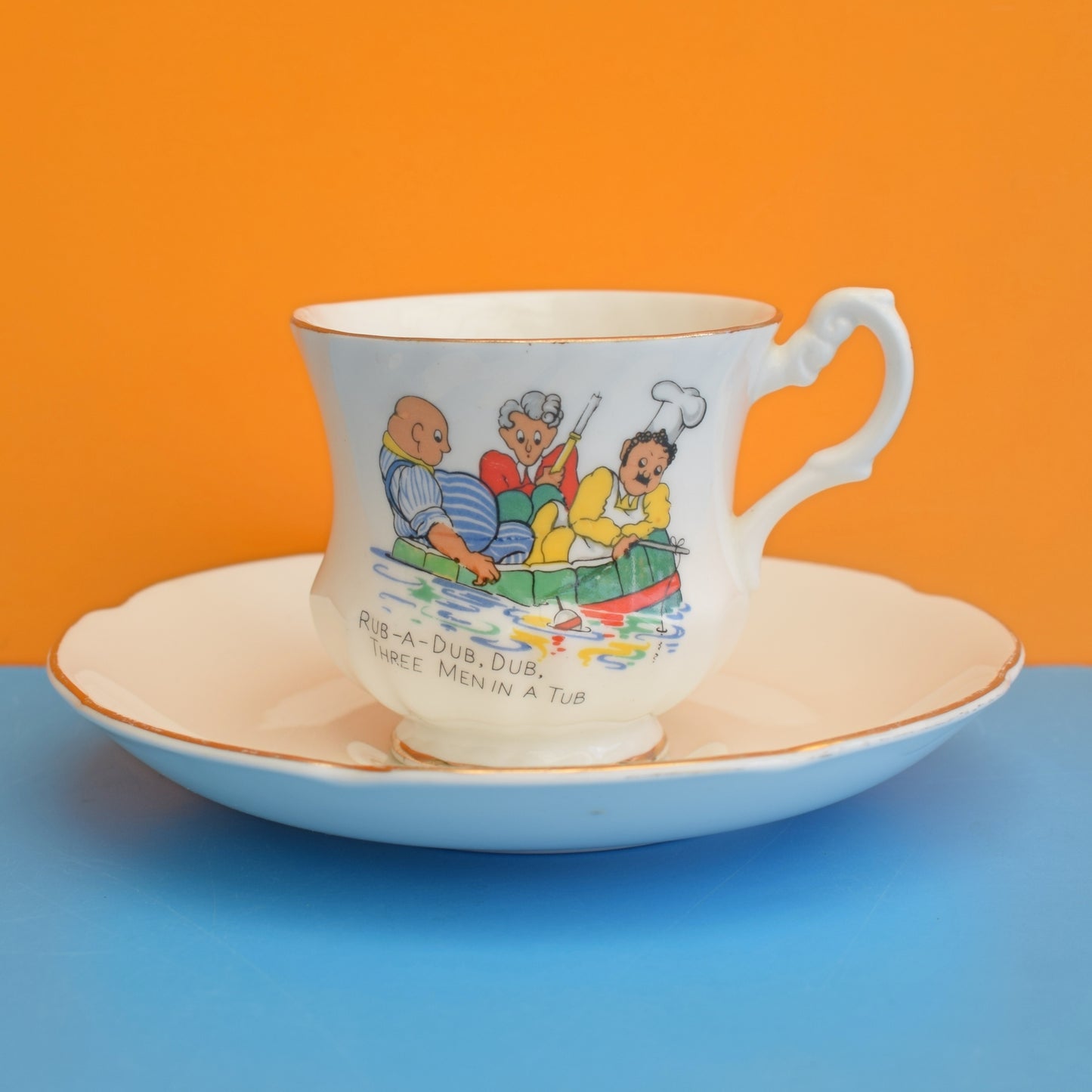 Vintage 1960s Nursery Chup & Saucer - Rub a Dub