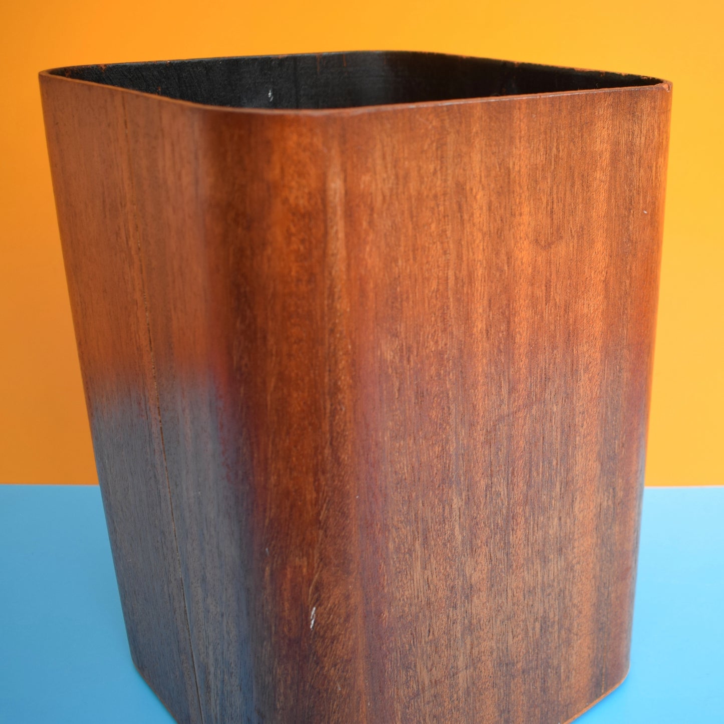 Vintage 1960s Bent Teak Plywood Waste Paper Bin- Mallod