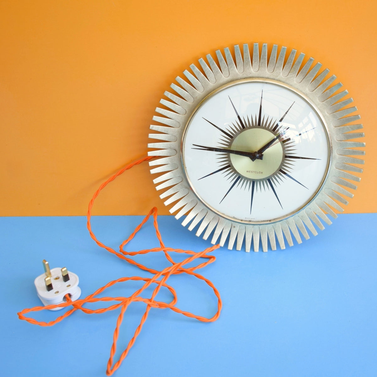 Vintage 1960s Westclox Electric Clock Sunburst- Gold by Vintage