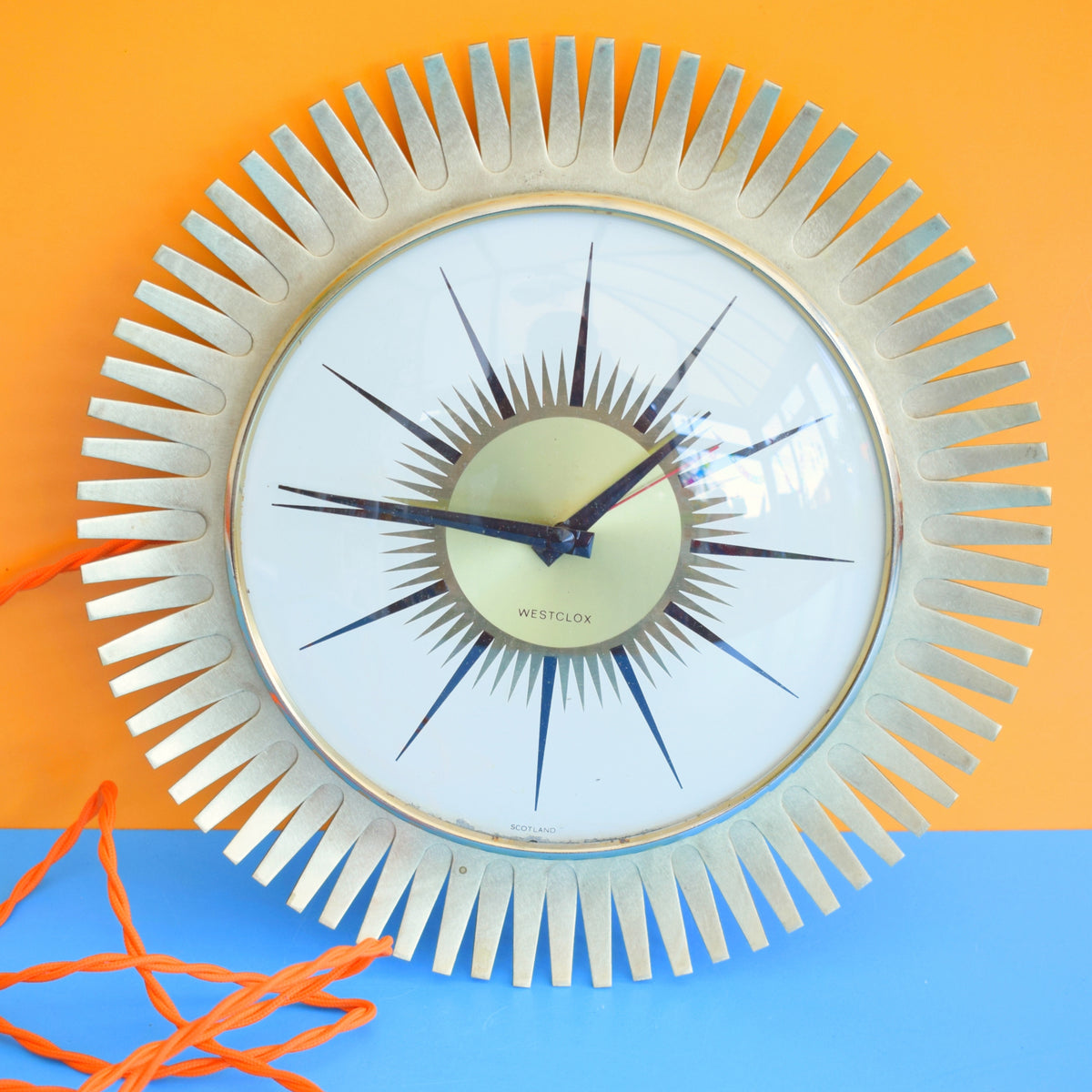 Vintage 1960s Westclox Electric Clock Sunburst- Gold by Vintage