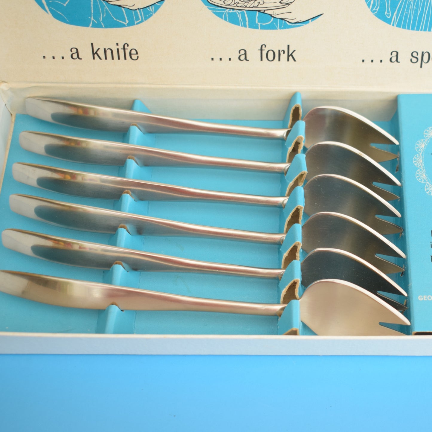 Vintage 1960s Cutlery - George Butler - Party Piece / Sporks - Boxed