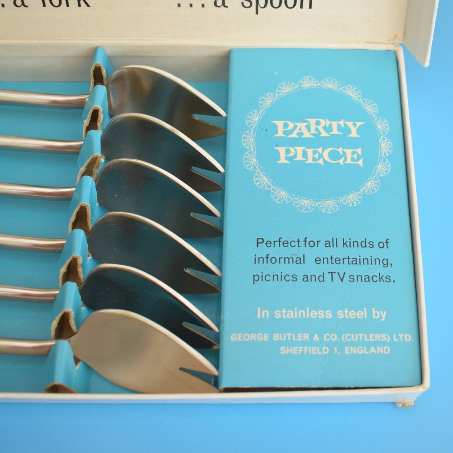 Vintage 1960s Cutlery - George Butler - Party Piece / Sporks - Boxed