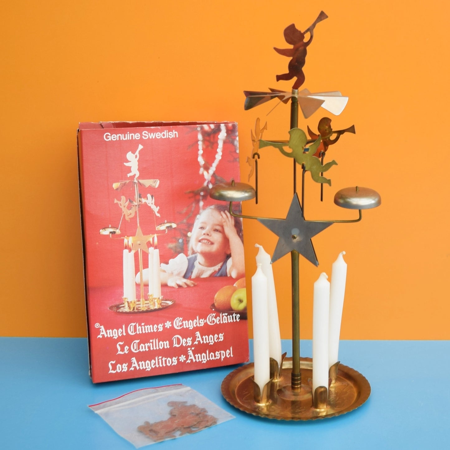 Vintage 1960s Swedish Angel / Clown / Prancing Horses Chimes & Candles - Boxed