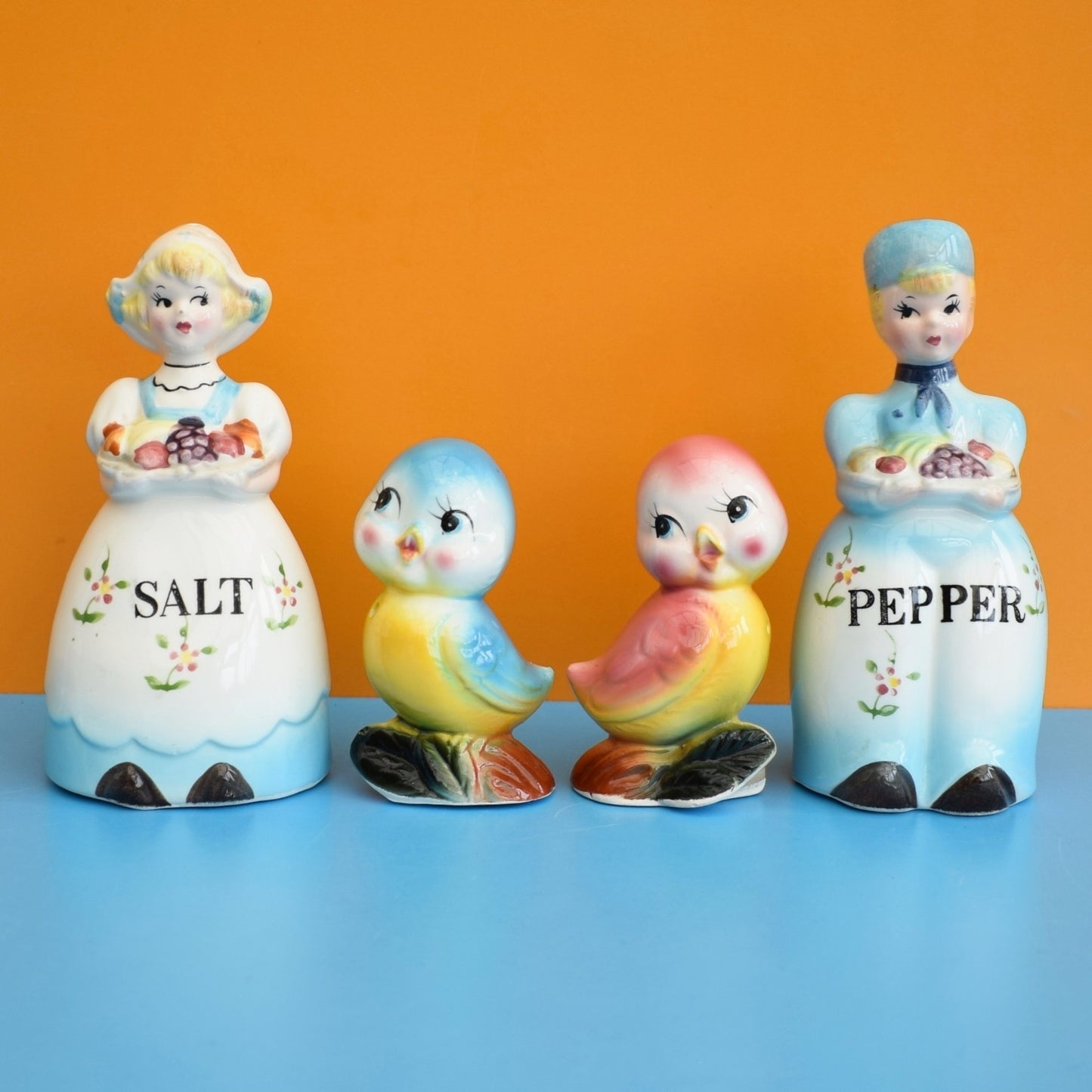 Vintage 1950s Fairylite Dutch Salt & Pepper Folk / Kitsch Birdies