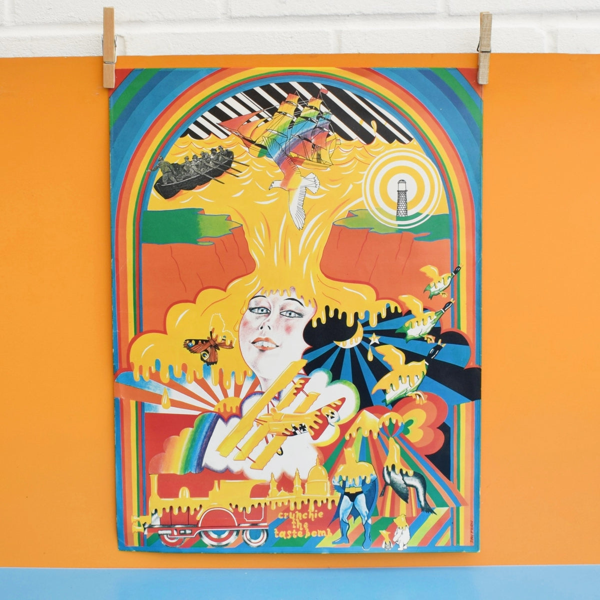 Vintage 1960s Rare Crunchie The Taste Bomb Posters - Dan Fern / Chris McEwan - Fry's by Vintage