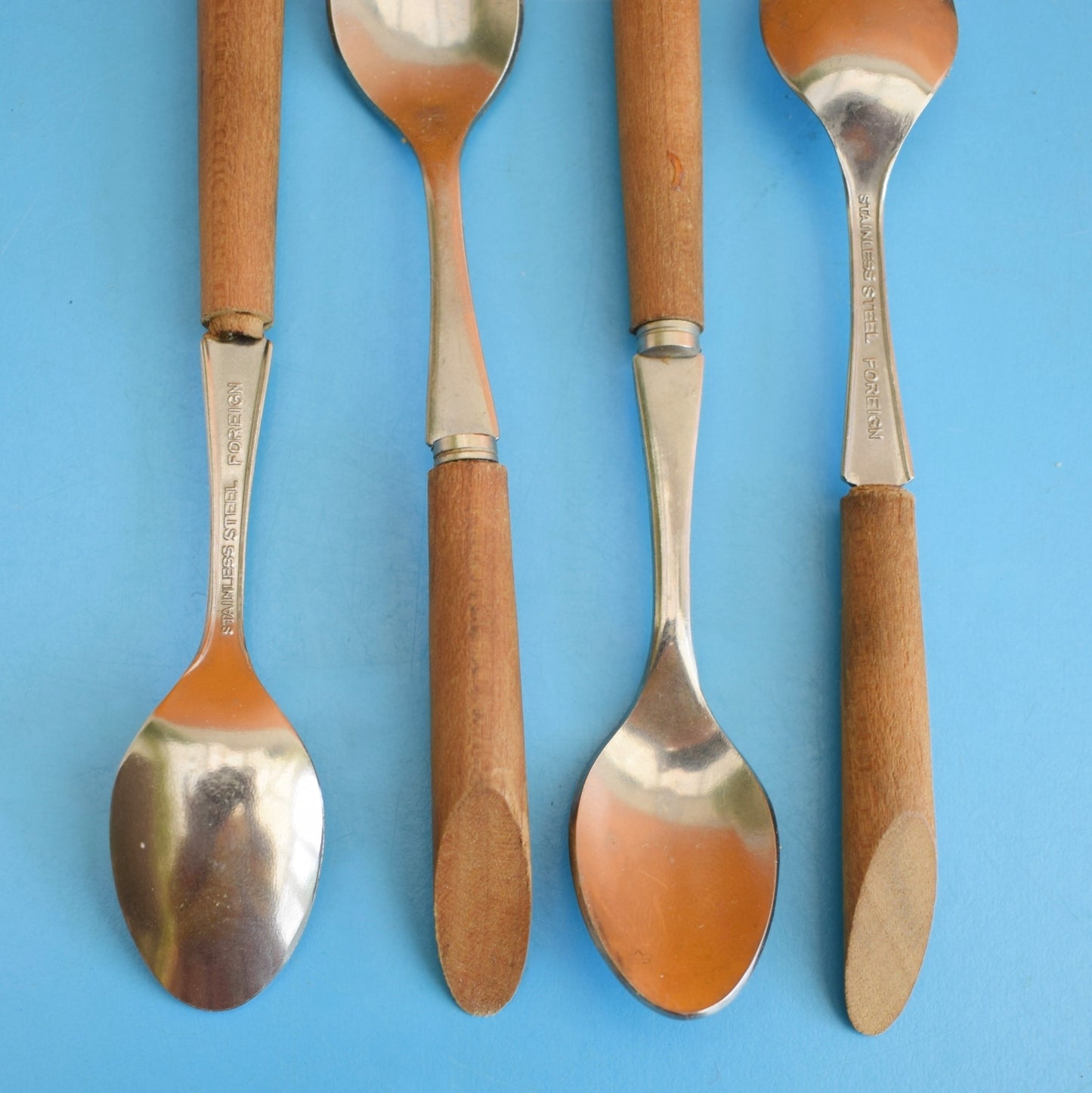 Vintage 1960s Teak Wood Coffee Spoons - Boxed