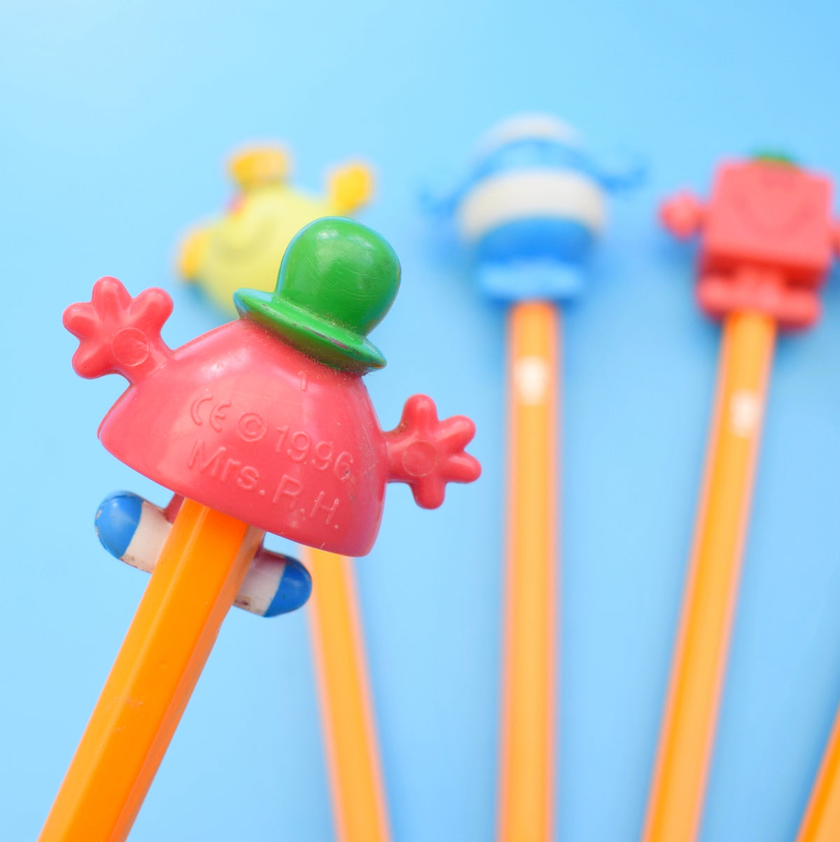 Vintage 1990s Collectable Mr Men - Pencil Toppers/ Pencils - KFC by Pineapple Retro