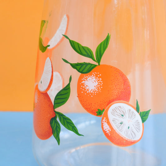 Vintage 1960s Fruit Design Drinking Glasses & Jug Set - Boxed. Orange