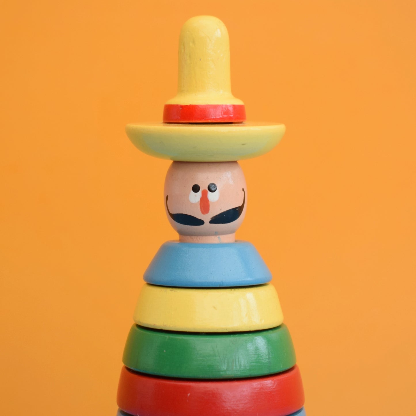 Vintage 1960s Wooden Stacking Brio Toy - Bright Colours - Mexican