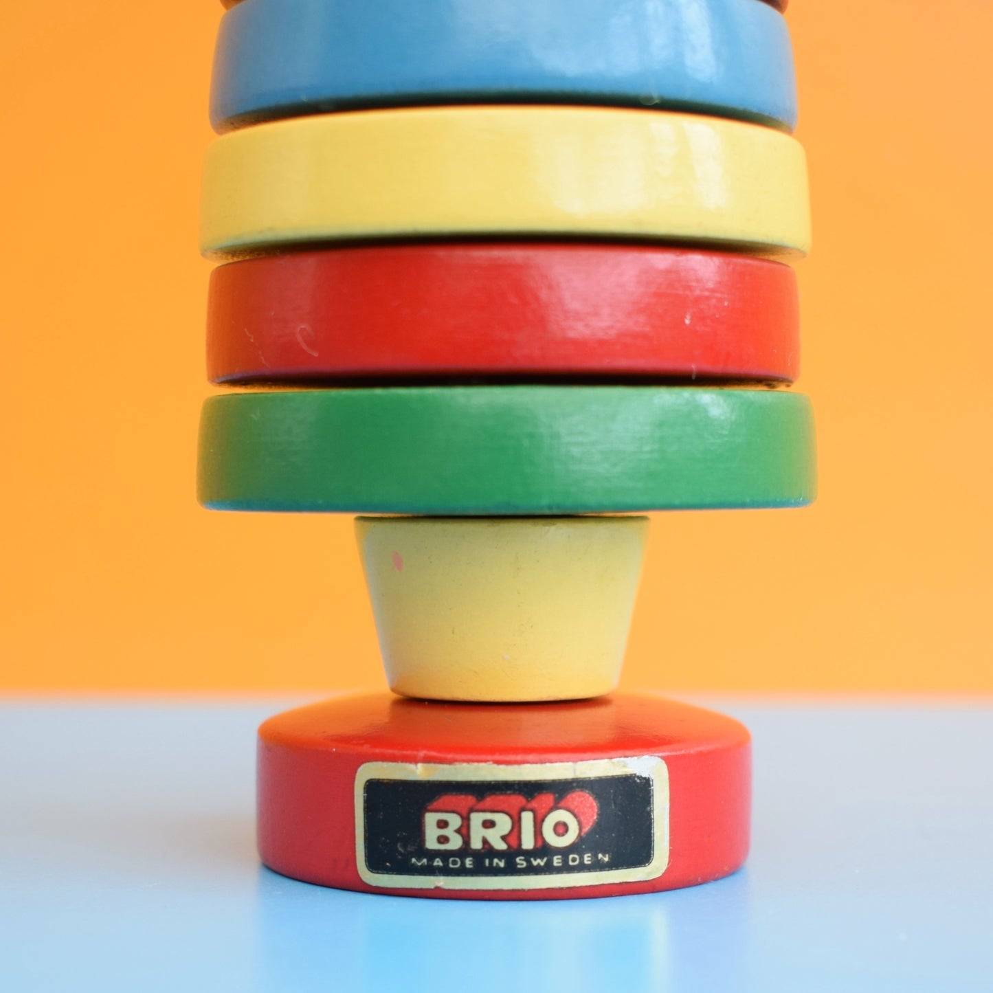 Vintage 1960s Wooden Stacking Brio Toy - Bright Colours - Mexican