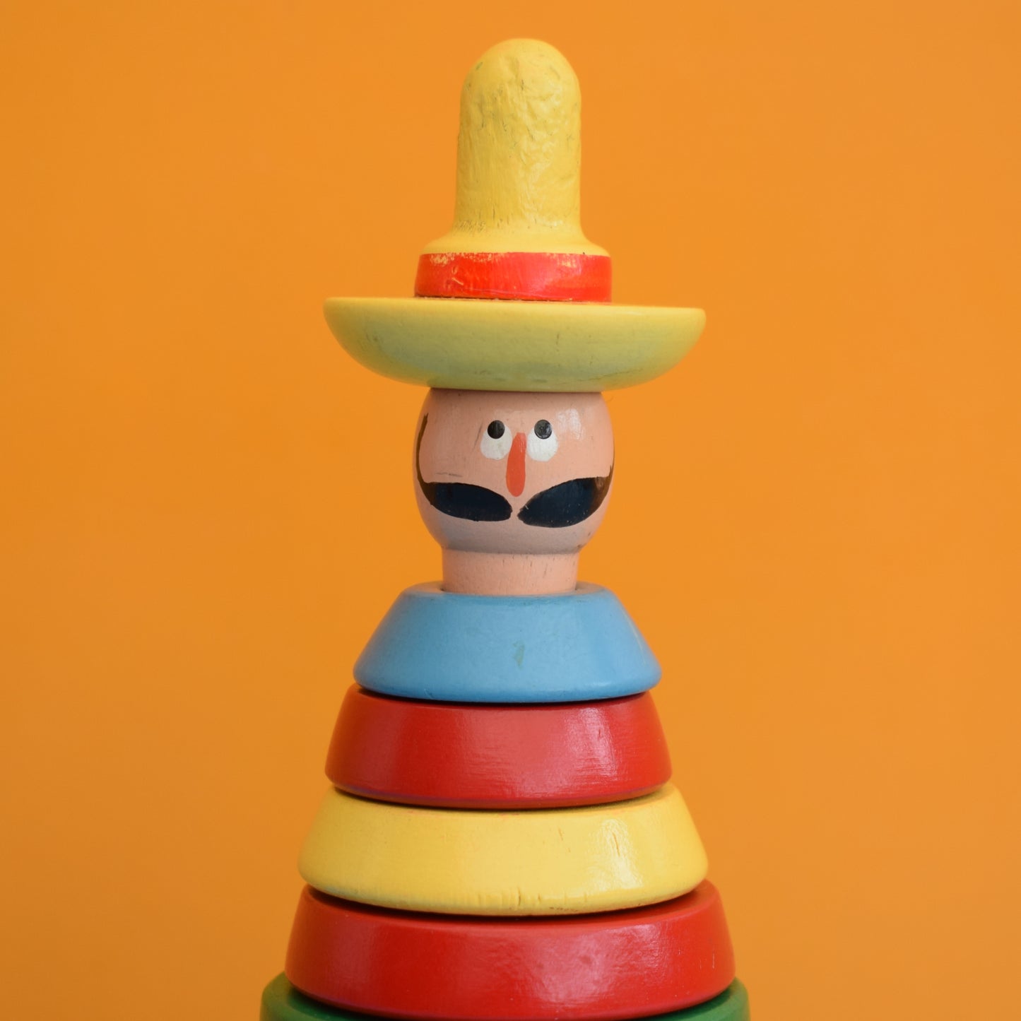 Vintage 1960s Wooden Stacking Brio Toy - Bright Colours - Mexican