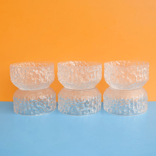 Vintage 1970s Whitefriars Glass Bark Dishes - Glacier