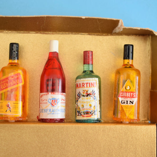 Vintage 1950s Cocktail Sticks - Lucky Dice - Mini Bottles With Dice Inside