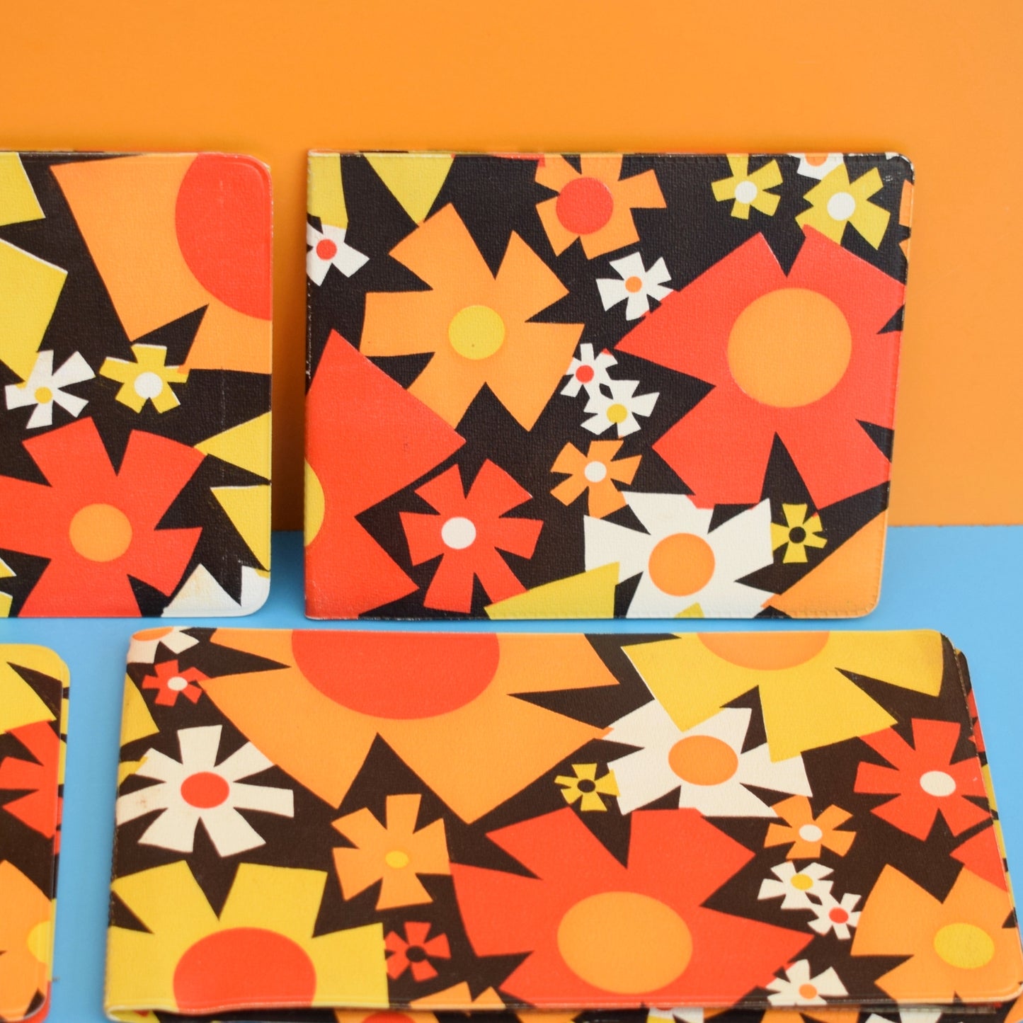 Vintage 1960s Flower Power Mini Photo Albums- Wedding, Birthday, Baby - Orange & Brown