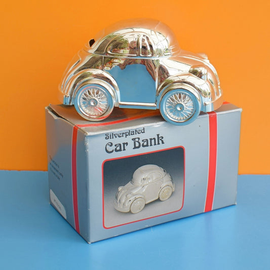 Vintage 1990s Kitsch Boxed Silver Plated Money Boxes
