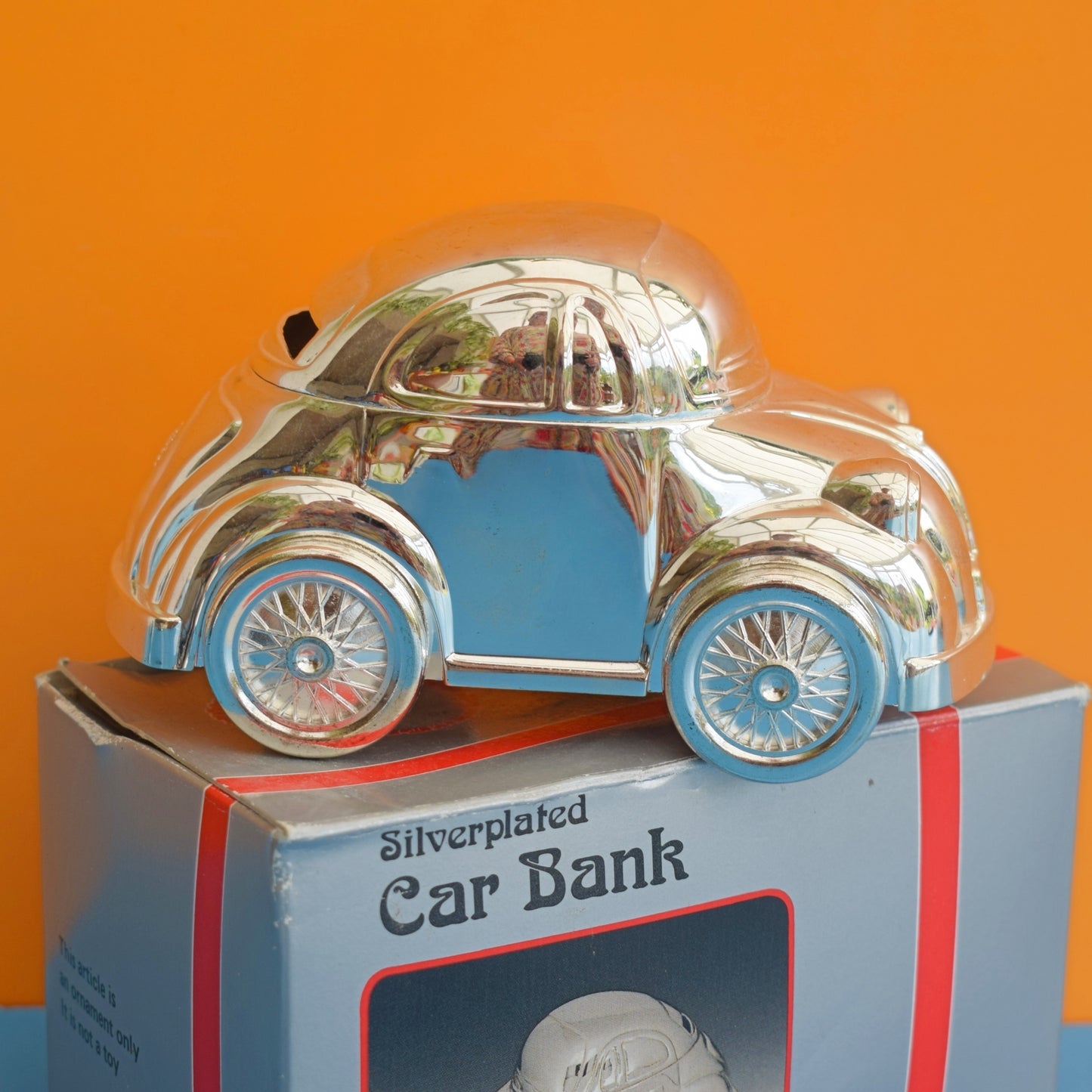 Vintage 1990s Kitsch Boxed Silver Plated Money Boxes