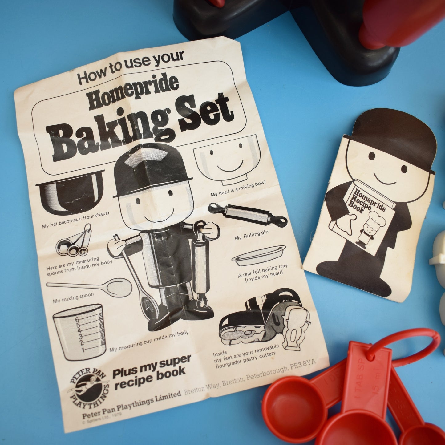 Vintage 1970s Plastic Spillers Fred Figure / Baking Set & Paperwork