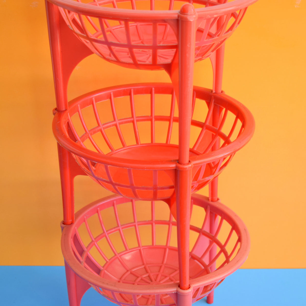 Vintage 1970s Plastic Storage / Vegetable Rack - Red Plastic by Vintage