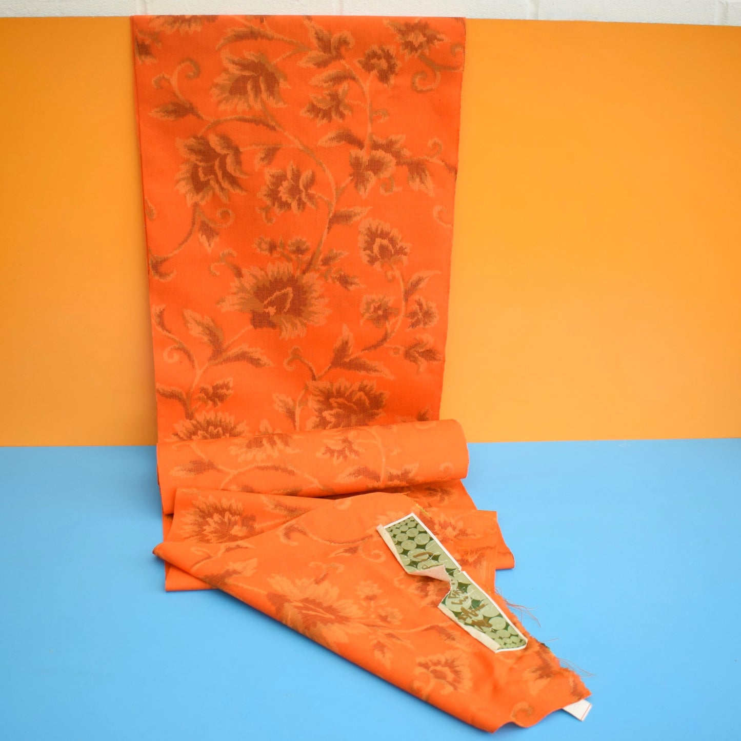 Vintage 1960s Japanese Kimono Fabric Bolt - Orange by Pineapple Retro