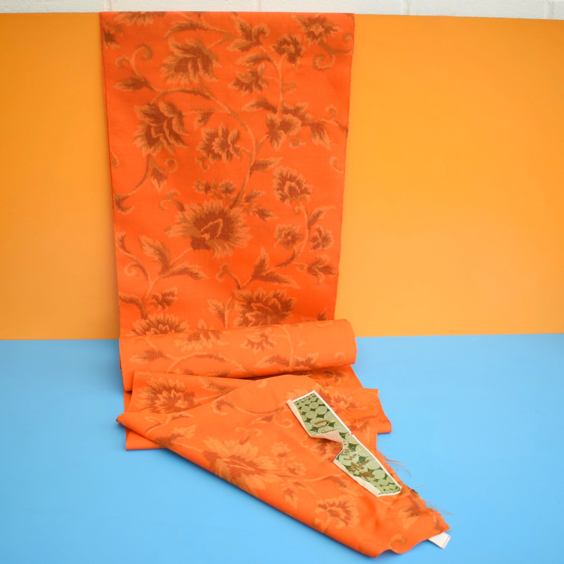 Vintage 1960s Japanese Kimono Fabric Bolt - Orange by Pineapple Retro