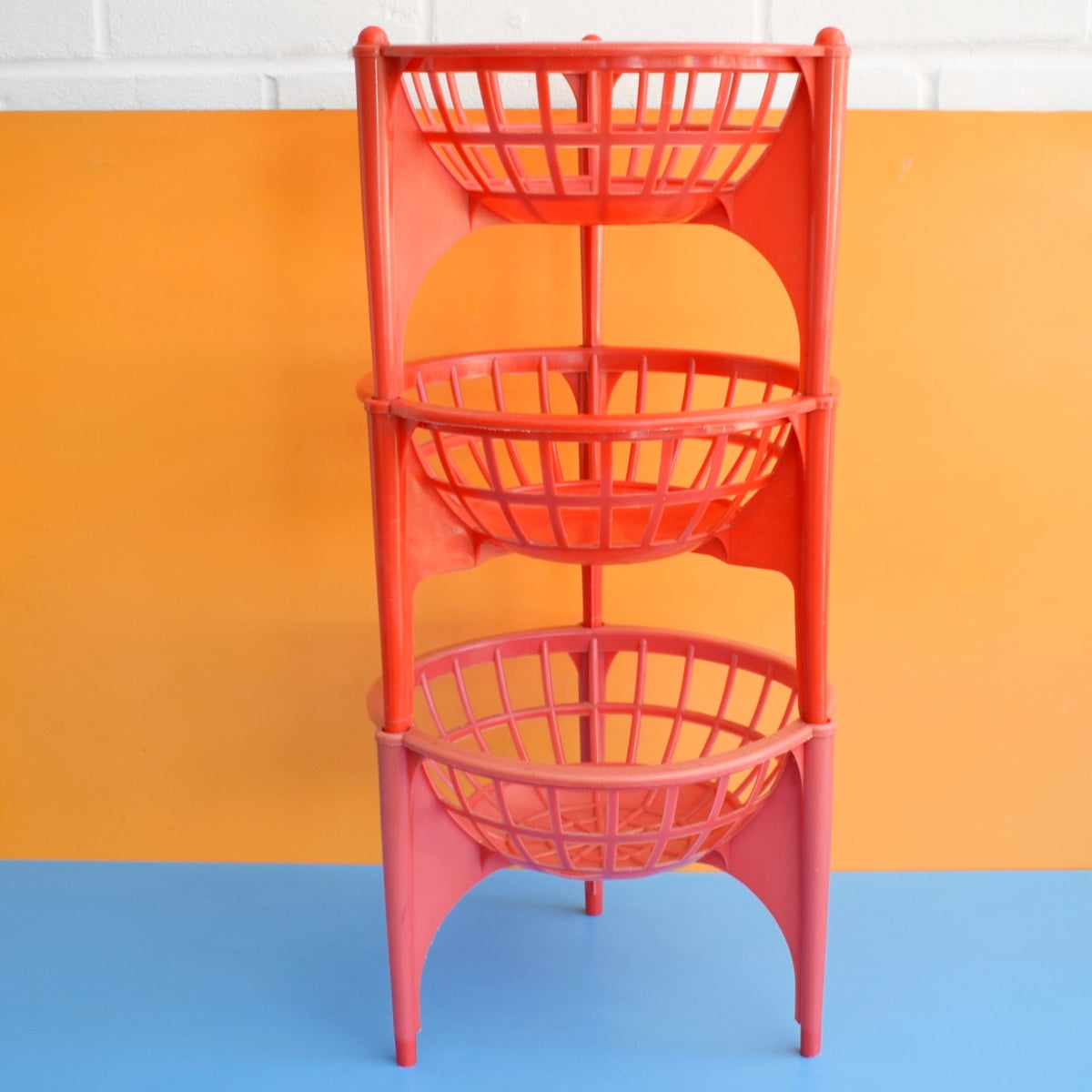 Vintage 1970s Plastic Storage / Vegetable Rack - Red Plastic by Vintage