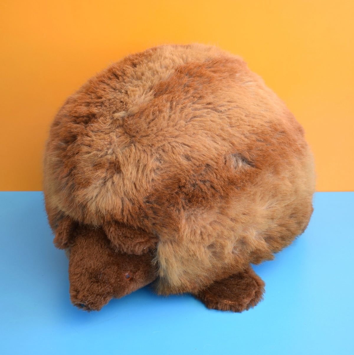 Vintage 1970s Large Fluffy Hedgehog Footstool by Pineapple Retro