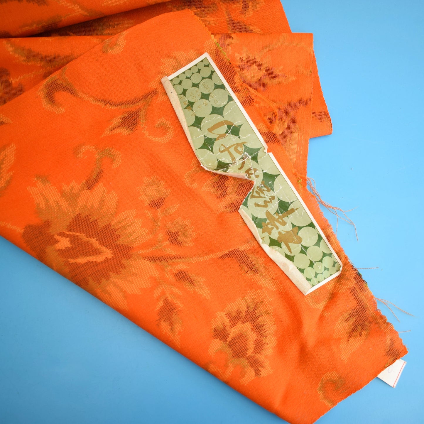 Vintage 1960s Japanese Kimono Fabric Bolt - Orange by Pineapple Retro