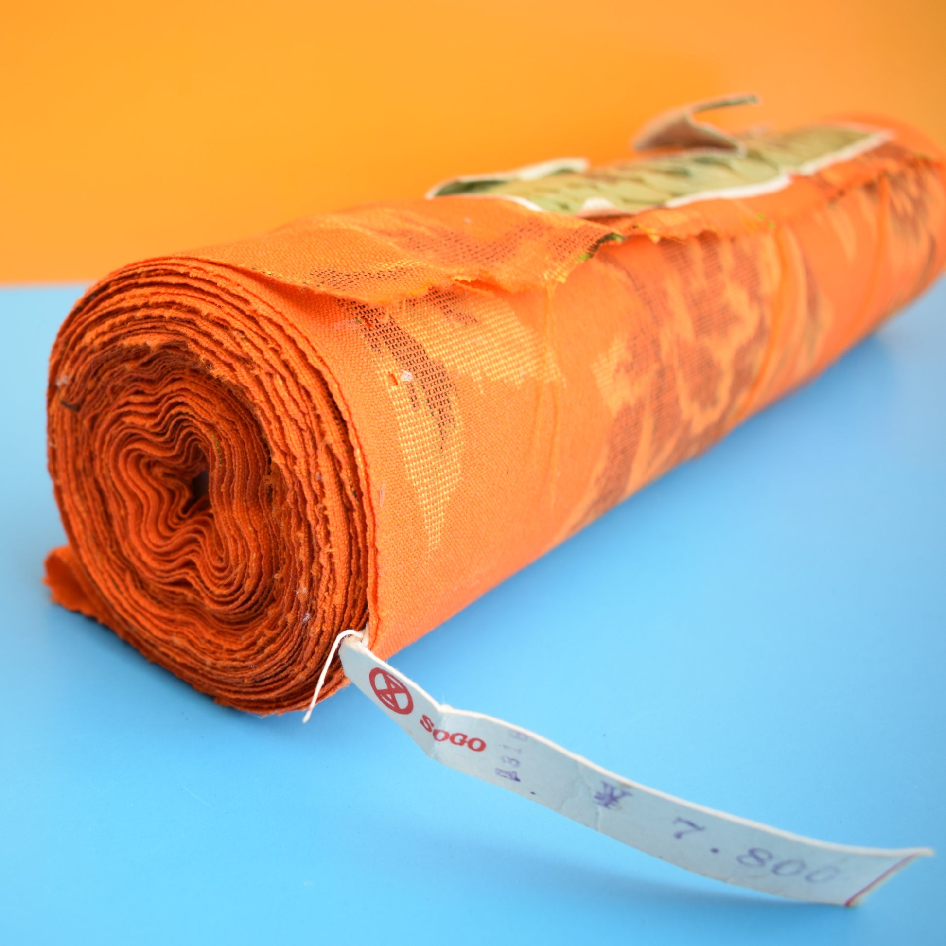 Vintage 1960s Japanese Kimono Fabric Bolt - Orange by Pineapple Retro