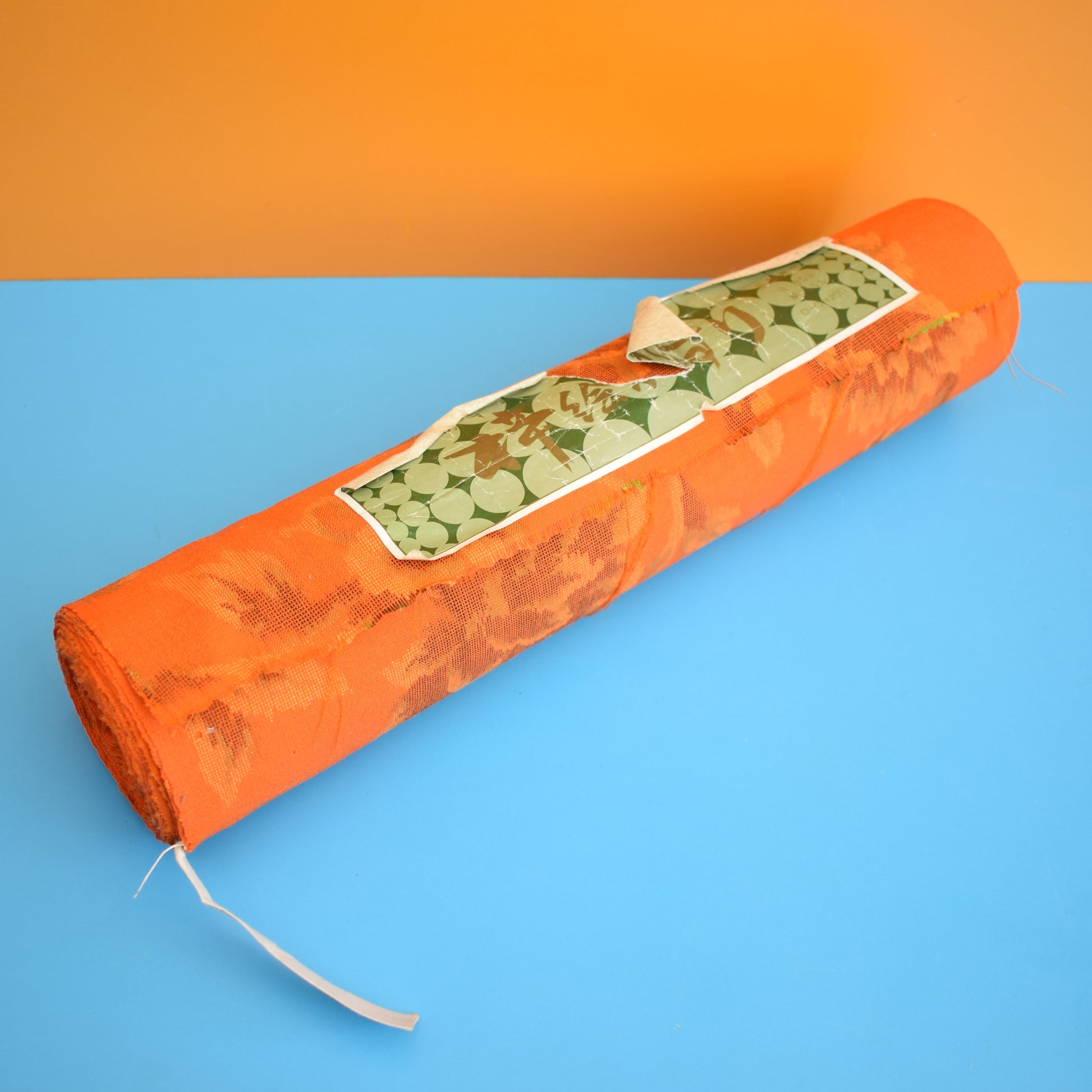 Vintage 1960s Japanese Kimono Fabric Bolt - Orange by Pineapple Retro