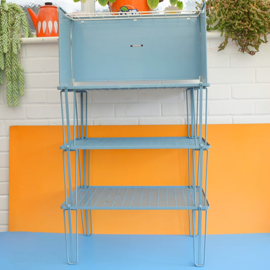 Vintage 1960s Folding Camping Tables - Duck Egg Blue - Boxed