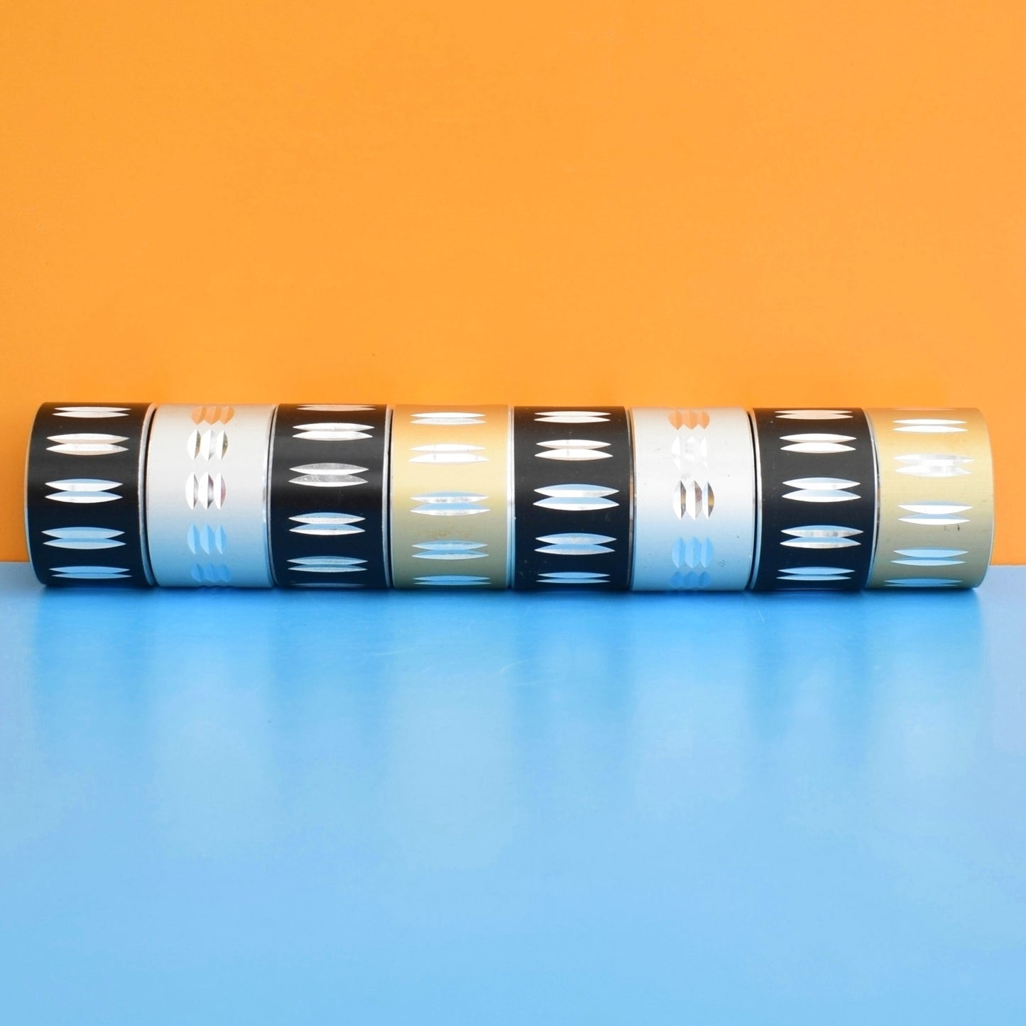 Vintage 1960s Napkin Rings - Anodised Aluminium- Conrah - Mixed x8