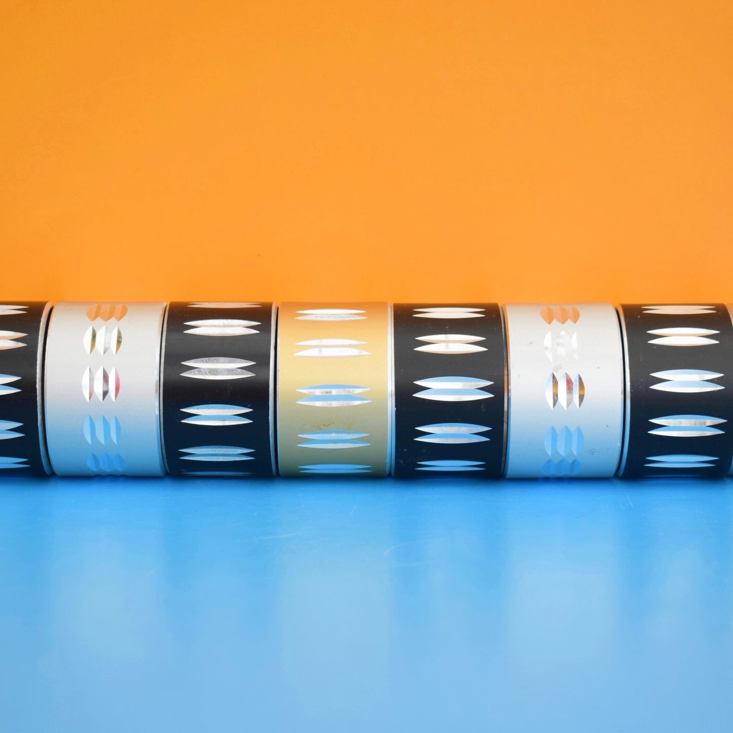 Vintage 1960s Napkin Rings - Anodised Aluminium- Conrah - Mixed x8