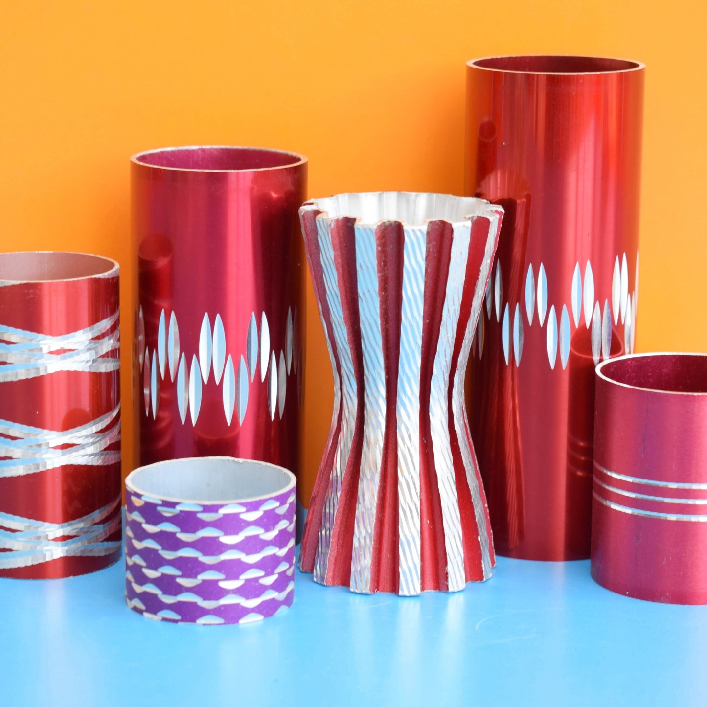 Vintage 1960s Anodised Aluminium- Conrah - Mixed Bits - Red