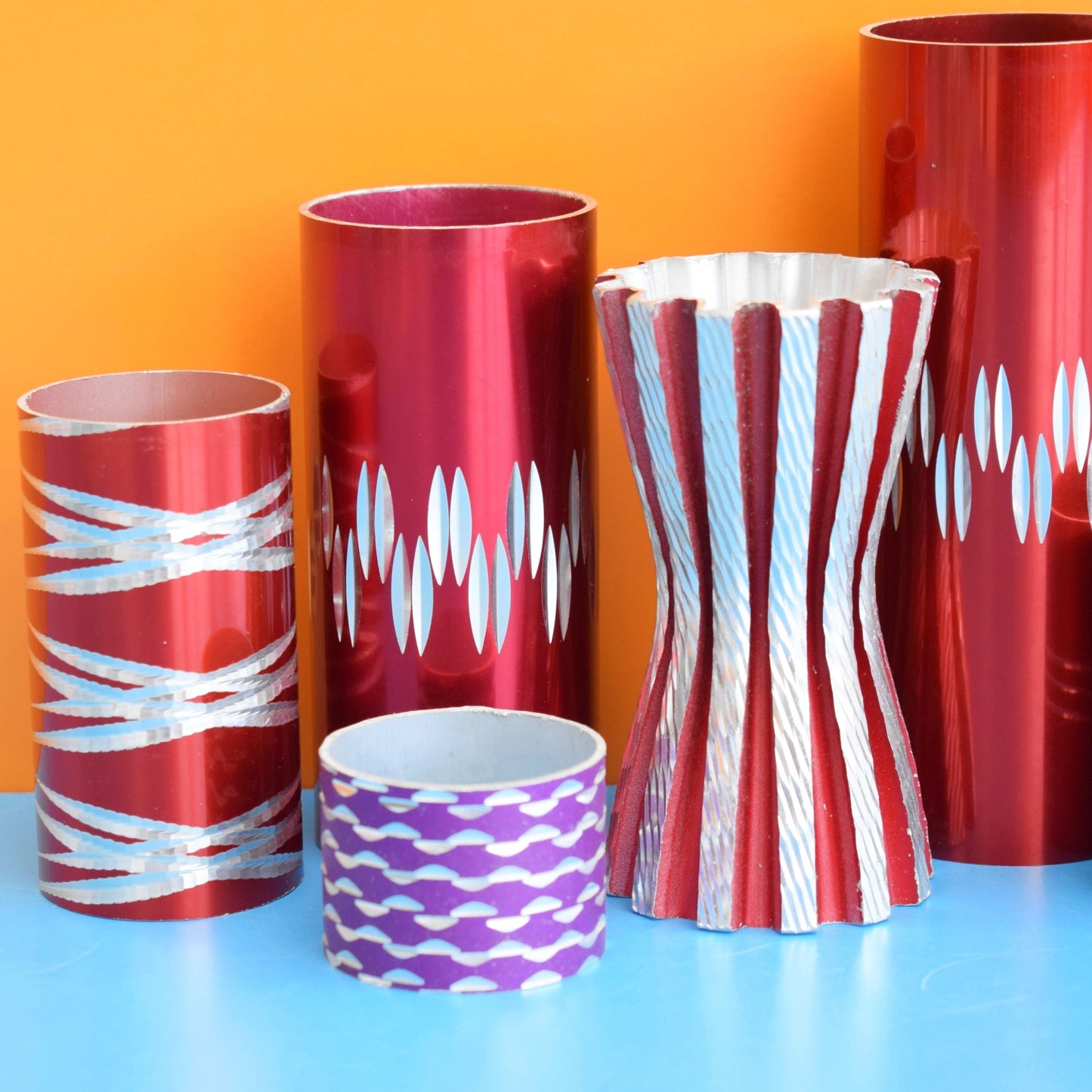 Vintage 1960s Anodised Aluminium- Conrah - Mixed Bits - Red