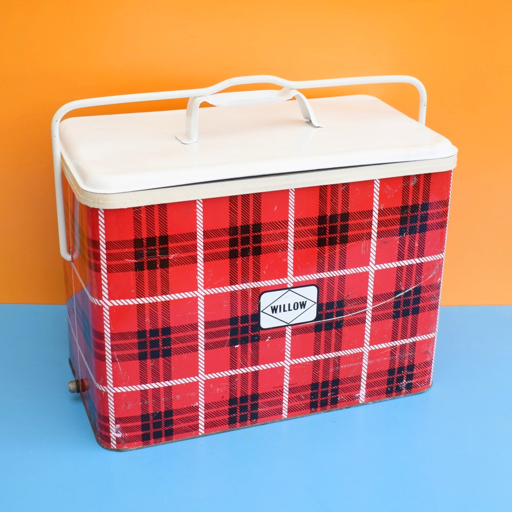 Vintage 1970s Cool Box - Australian - Willow - Red Plaid by Vintage
