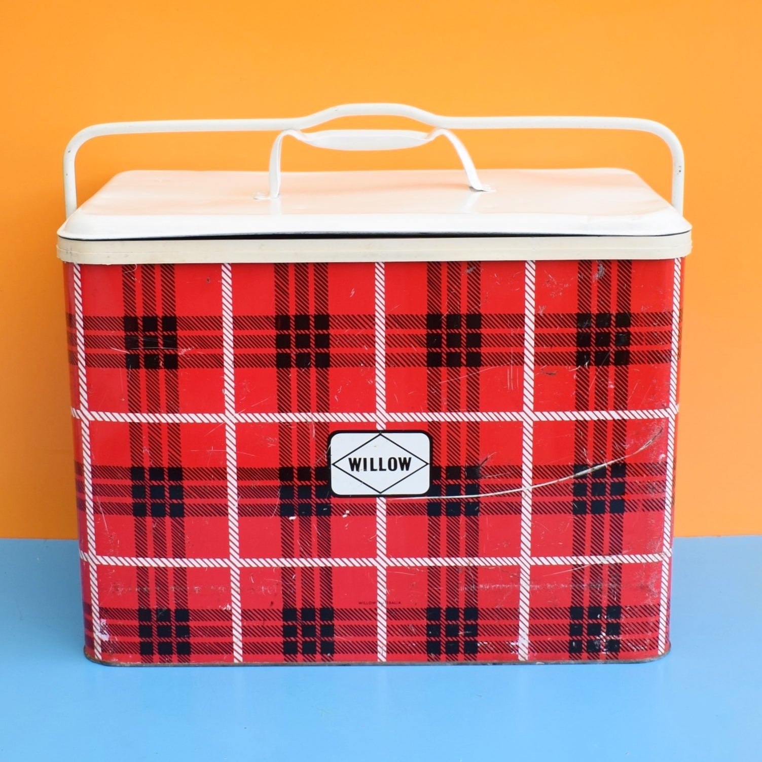 Vintage 1970s Cool Box - Australian - Willow - Red Plaid by Vintage