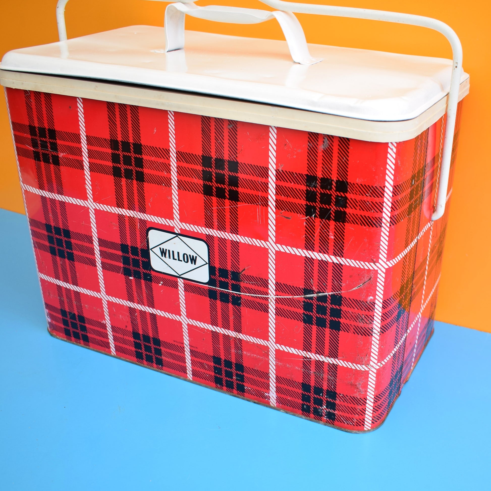 Vintage 1970s Cool Box - Australian - Willow - Red Plaid by Vintage