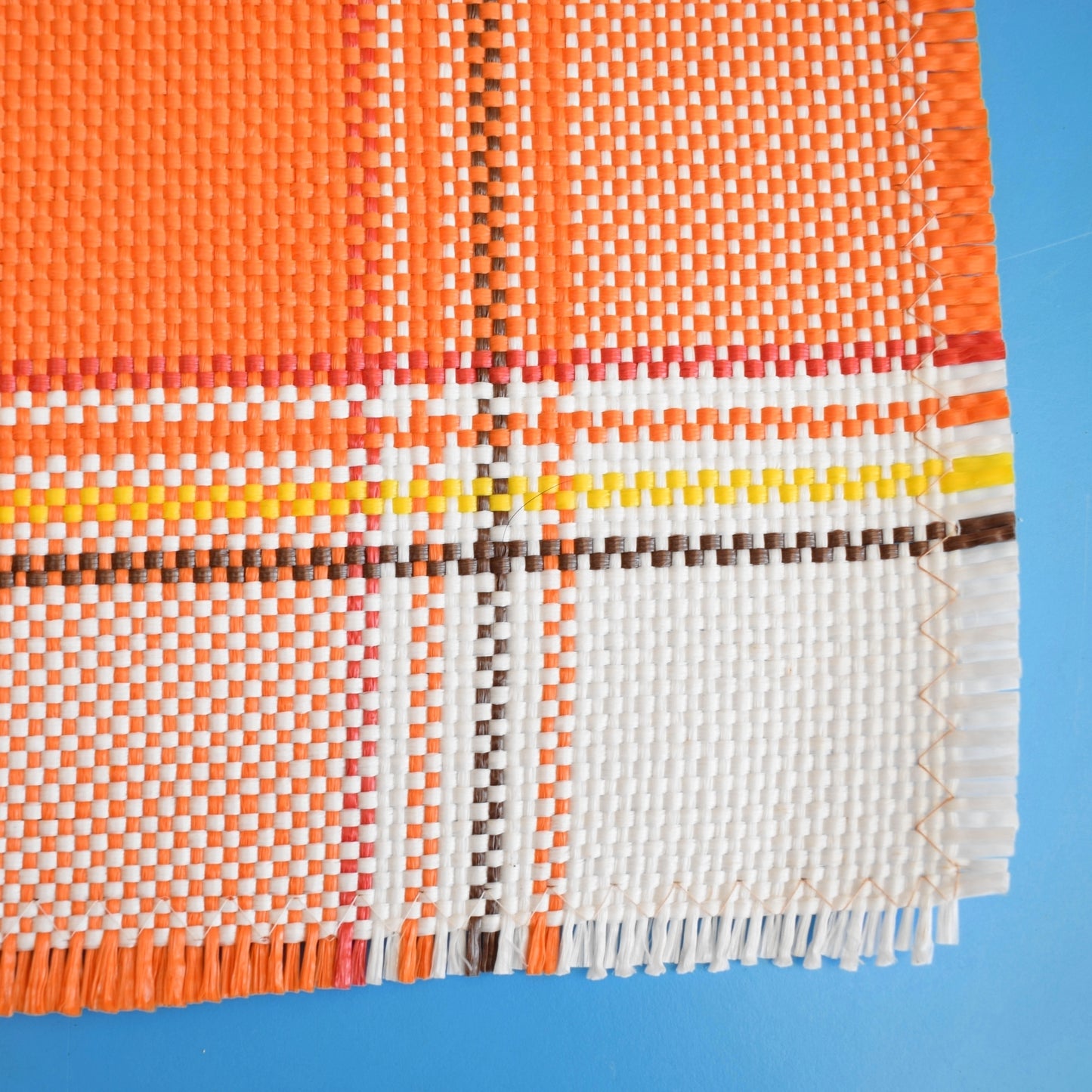 Vintage 1960s Woven Placemats- Orange & Green x2