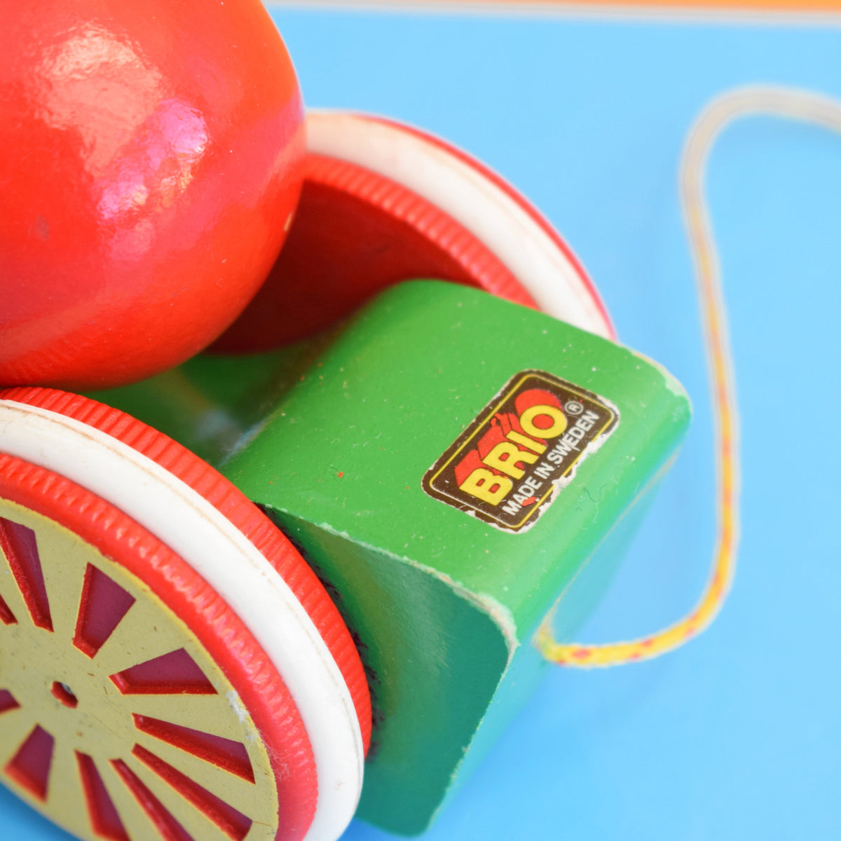 Vintage 1970s Pull Along Wooden Egg Cart - Brio by Pineapple Retro