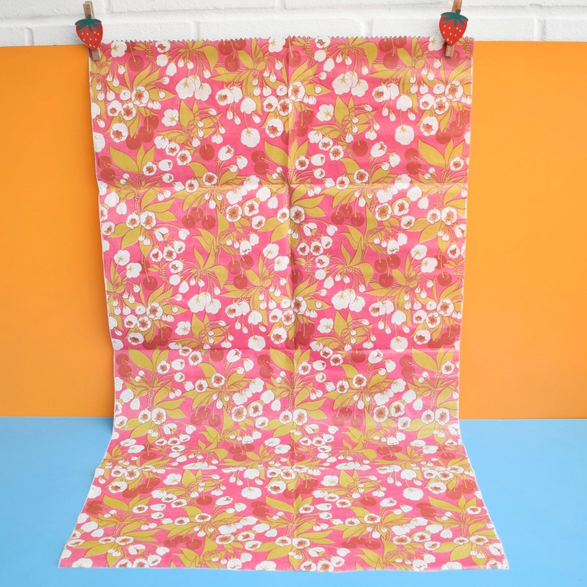 Vintage 1970s Wrapping Paper - Cherry Blossom - Pink by Pineapple Retro
