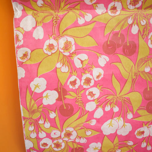 Vintage 1970s Wrapping Paper - Cherry Blossom - Pink by Pineapple Retro