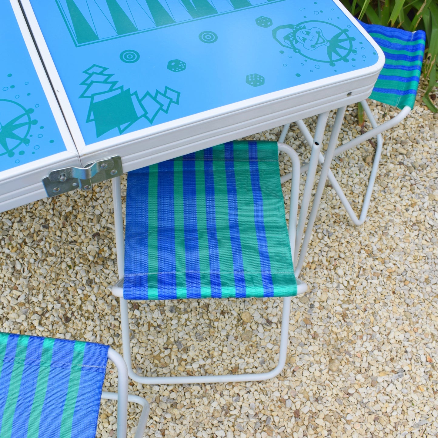 Vintage 1970s Folding Picnic / Games Table & Stools - Boxed