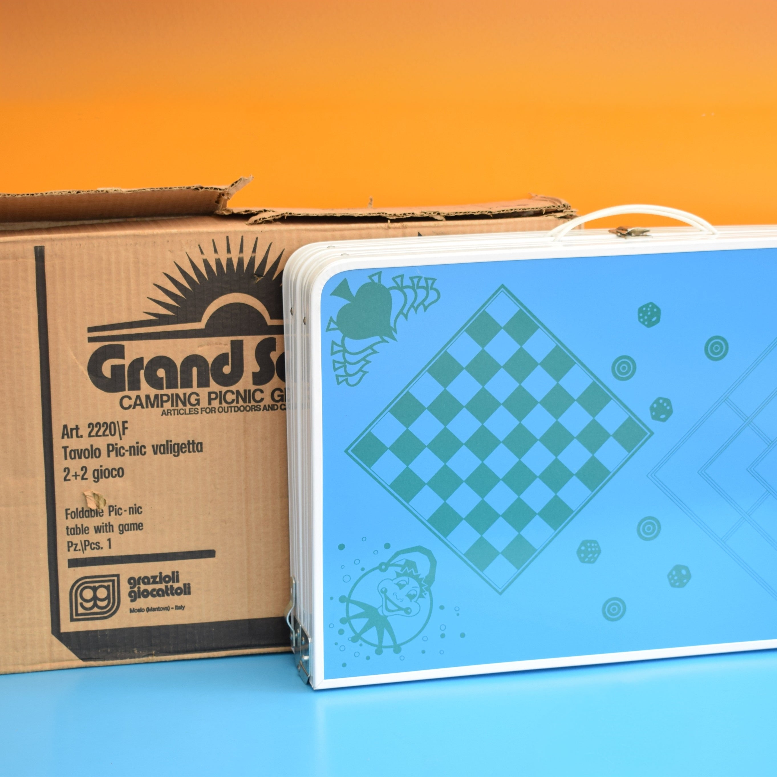 Vintage 1970s Folding Picnic / Games Table & Stools - Boxed