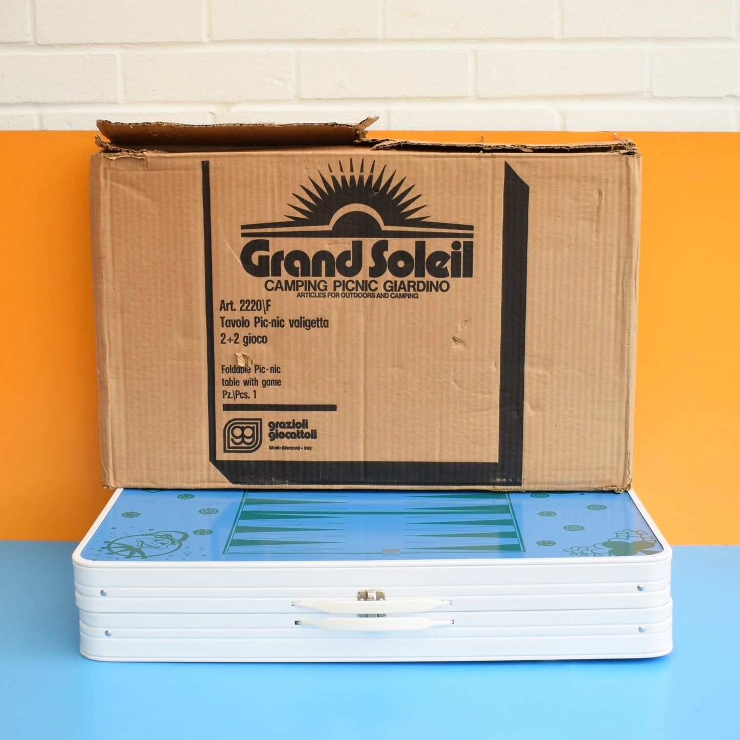 Vintage 1970s Folding Picnic / Games Table & Stools - Boxed