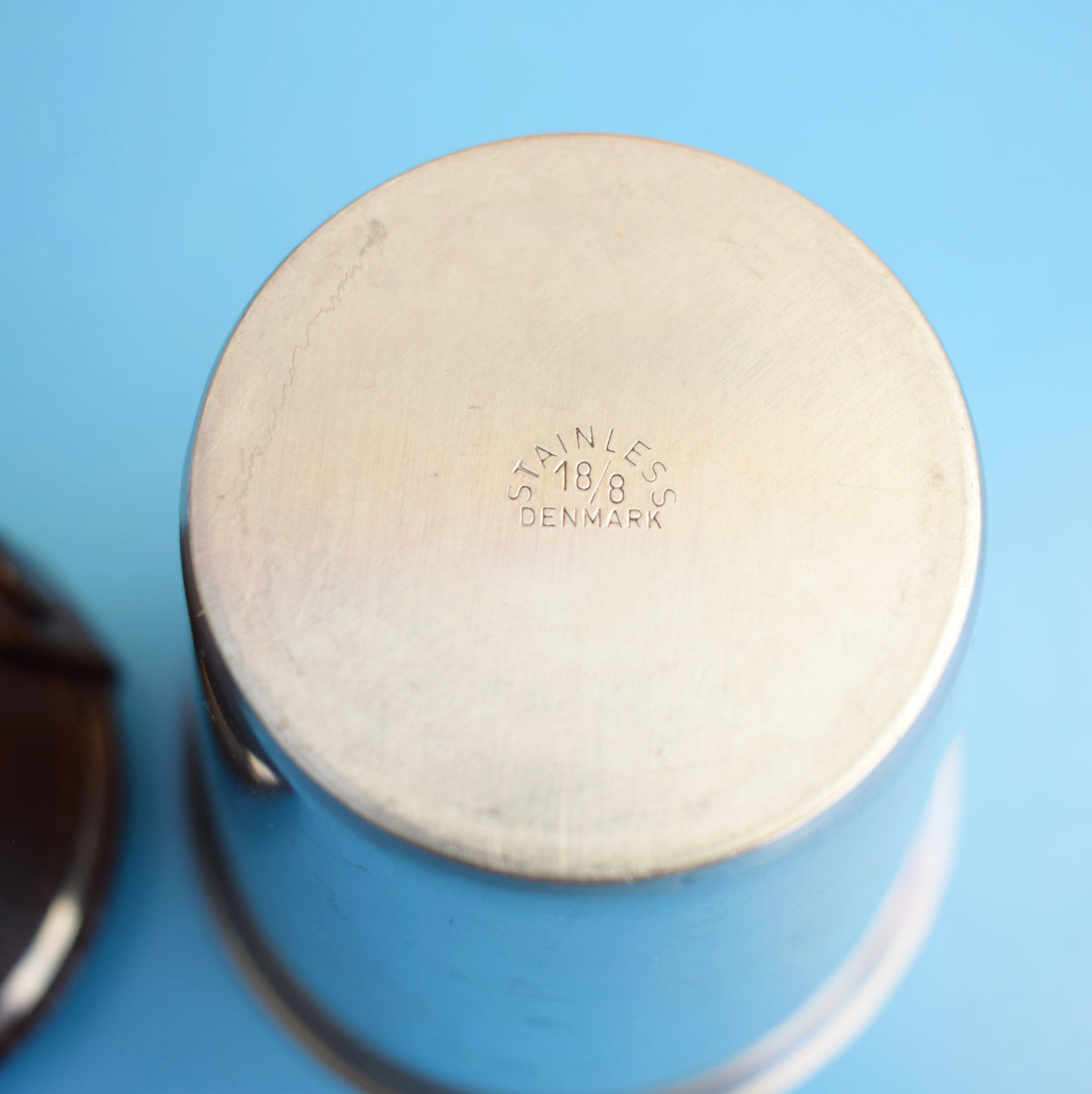 Vintage 1960s Stainless Cups / Leather Case - Denmark / Sweden by Vintage