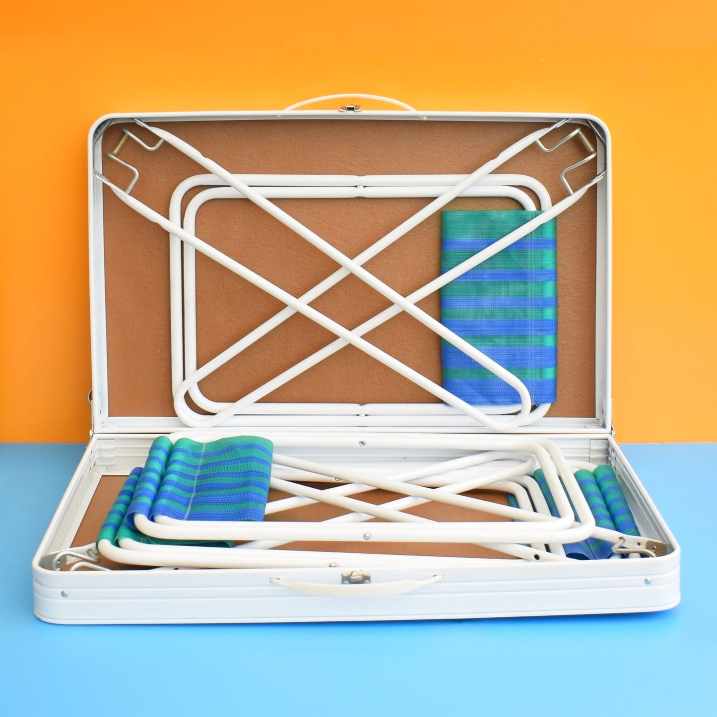 Vintage 1970s Folding Picnic / Games Table & Stools - Boxed